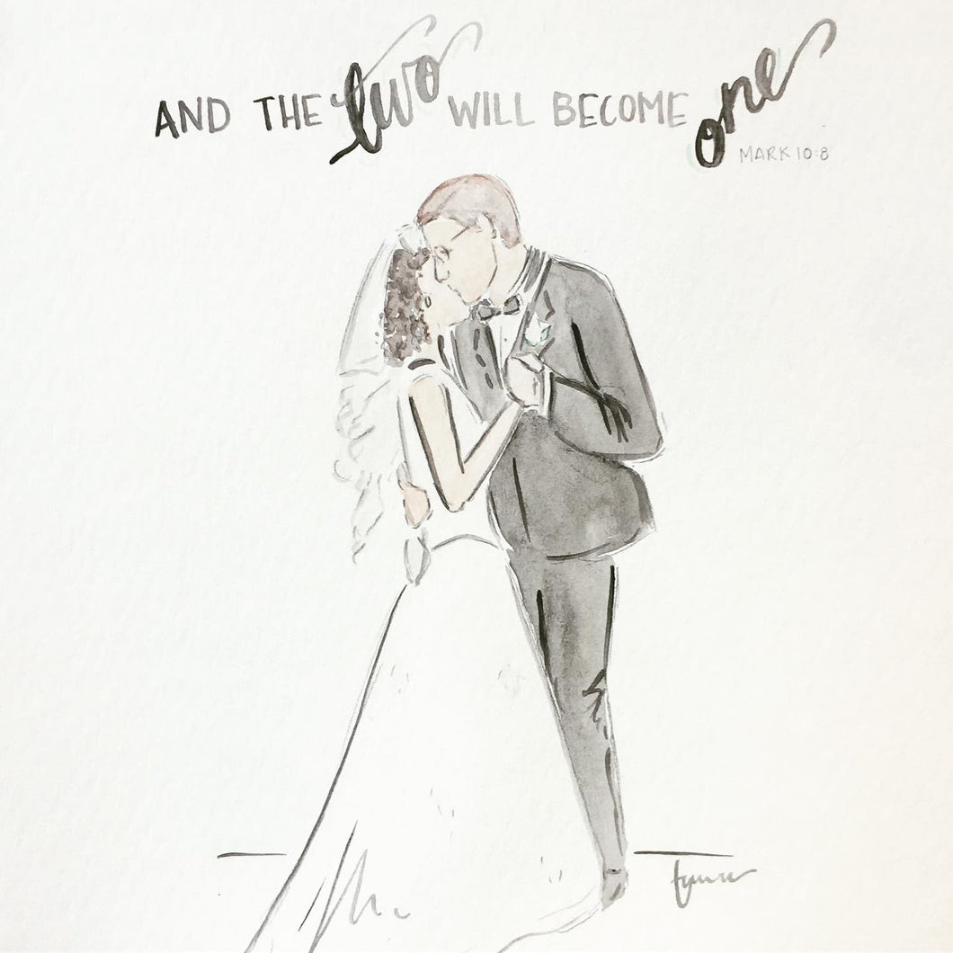 Custom Watercolor Wedding Portait